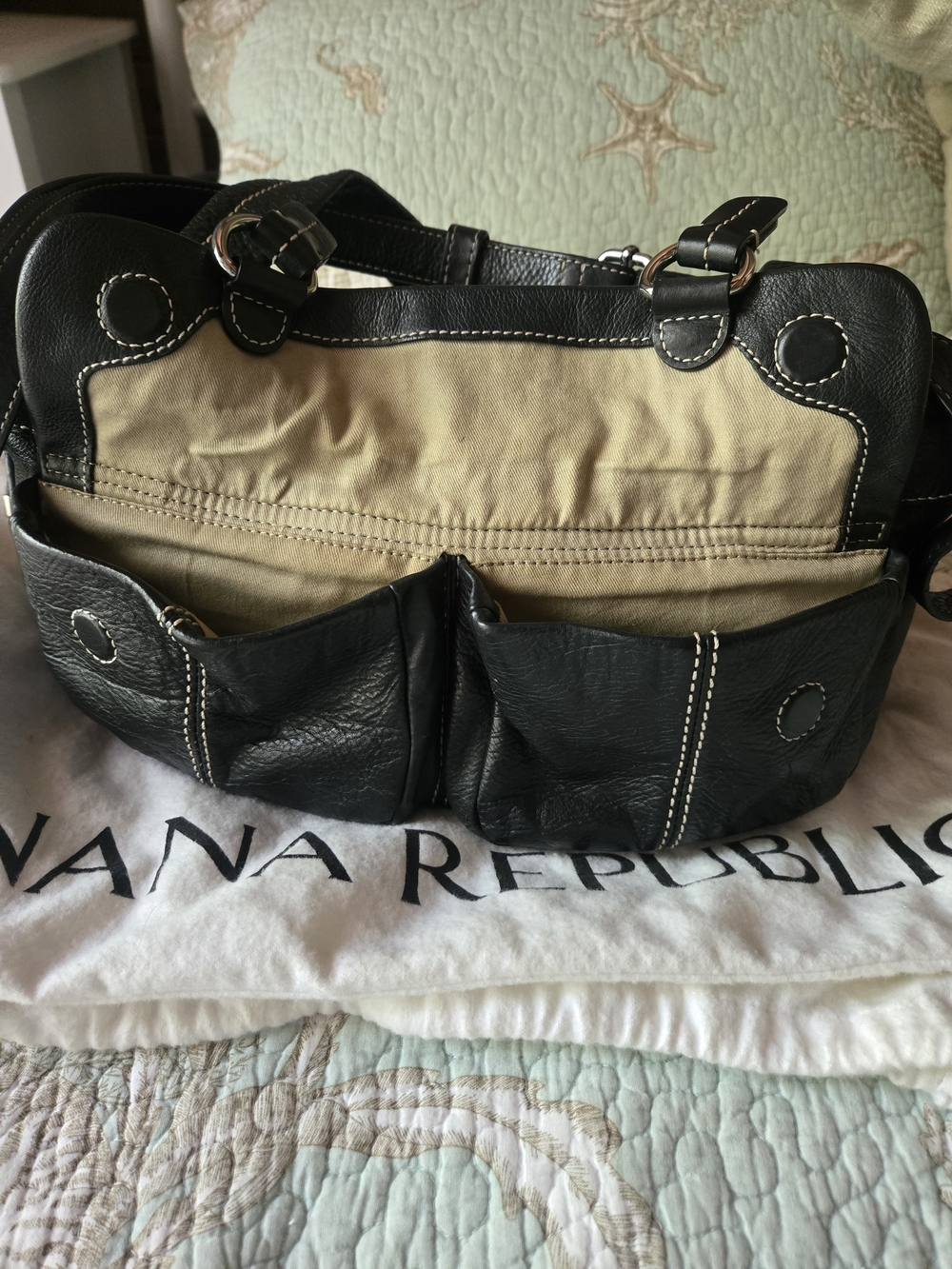 Banana Republic Black Leather Bag with Contrast Stitching - Picture 2 of 15